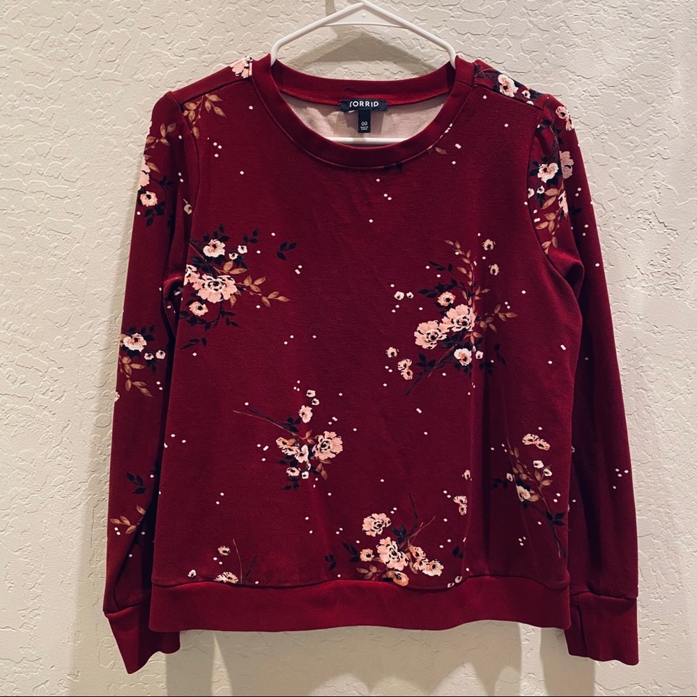 Maroon Floral Sweatshirt - Torrid 00